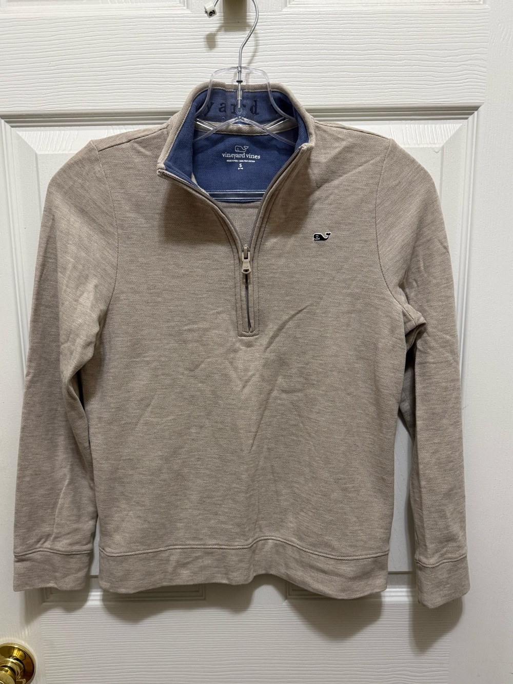 Vineyard Vines Boys Quarter-Zip Pullover Sweater - Taupe Size Small 8-10